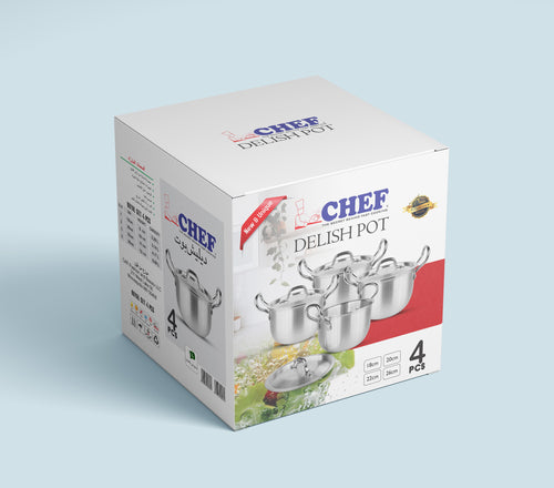 4 Pcs Premium Quality Aluminum Cookware Delish Pot Set 18/26 cm-Metal Finish Hover