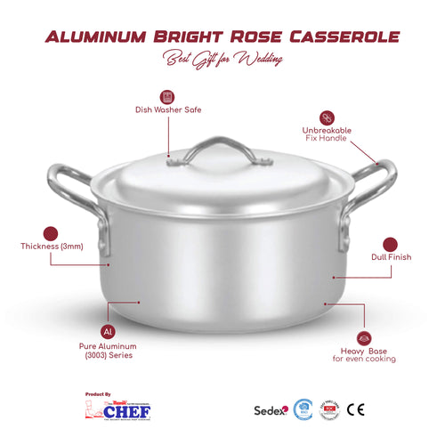 Chef Best Quality Anodized Aluminum Cooking Pot / Casserole - Metal Finish Hover