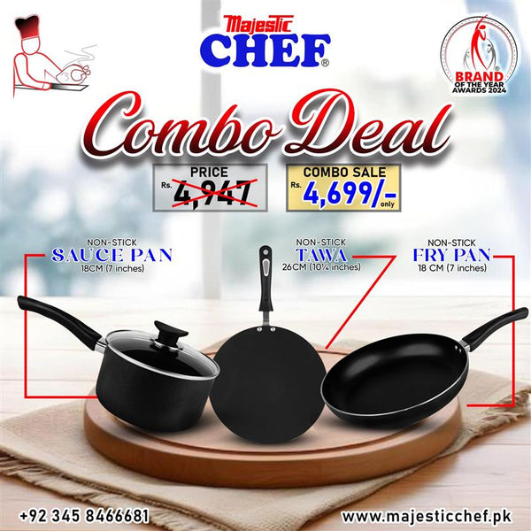 Nonstick Sauce Pan - Tawa And Frying Pan - Combo Deal #1