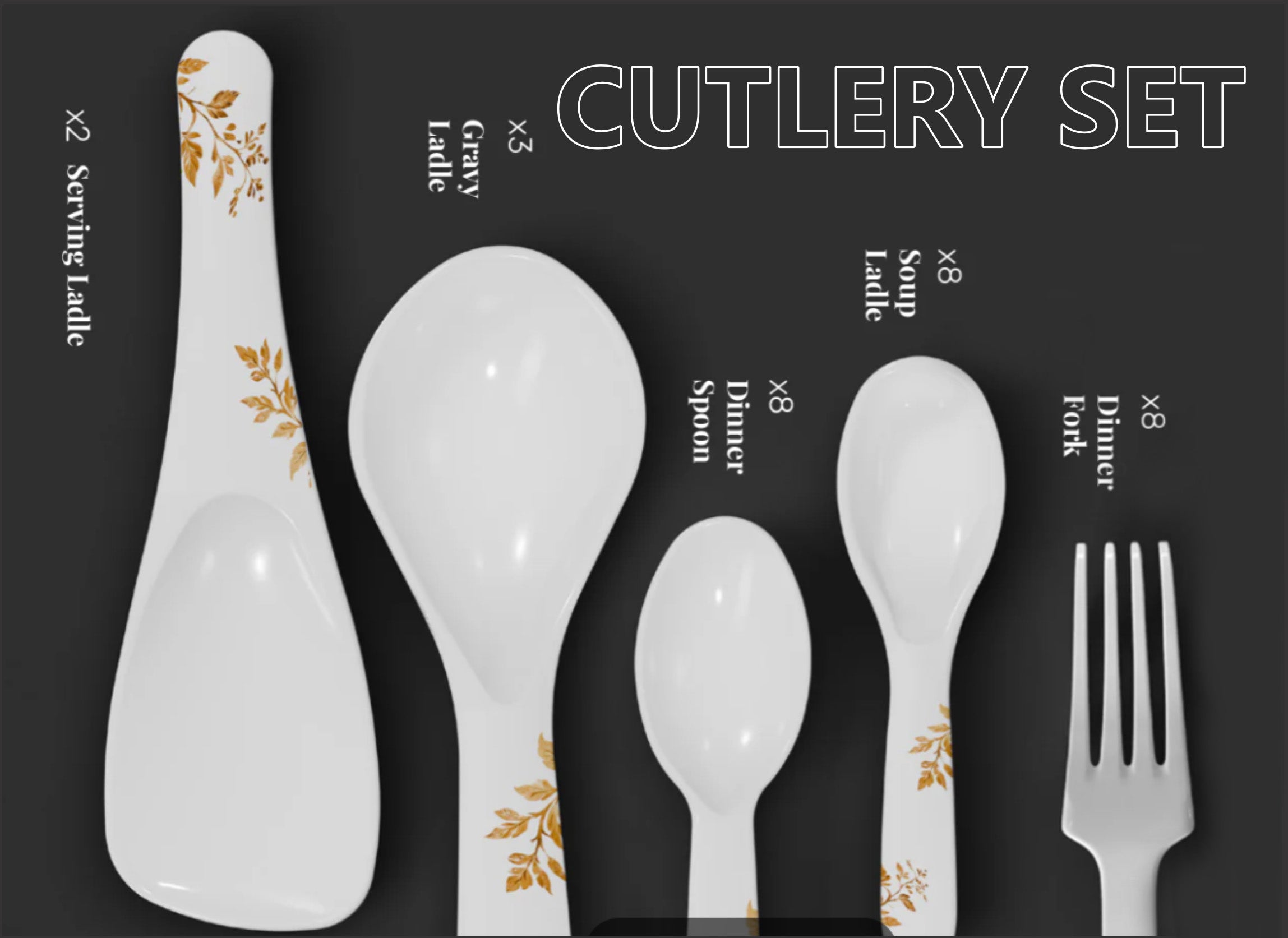 Cutlery composition of Majestic melamine dinner set 