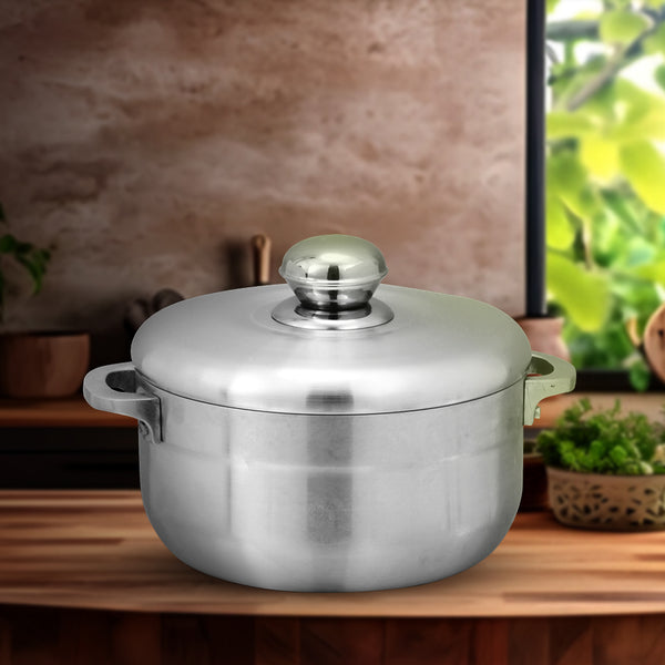 Chef Best Aluminum Export Quality Cooking Pot / Caldero Pot With Aluminum Lid 24 cm-Metal Finish