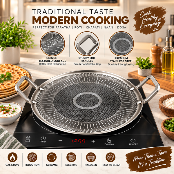 Majestic CHEF HexaCore Premium Stainless Steel Honeycomb TAWA - Hotplate