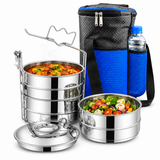 Majestic Chef 3 Layer Stainless Steel Leak-Proof Tiffin Box - Lunch Box Ideal for School, Work, or Travel with BAG