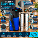 Majestic Chef 3 Layer Stainless Steel Leak-Proof Tiffin Box - Lunch Box Ideal for School, Work, or Travel with BAG
