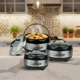Set of three portable cookers with 'Bacardi Chef' branding on a light gray background