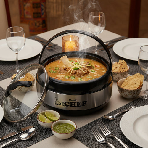 Majestic Chef Stainless Steel Clarion 3pcs Hot Pot set With Glass Lid -Black Hover