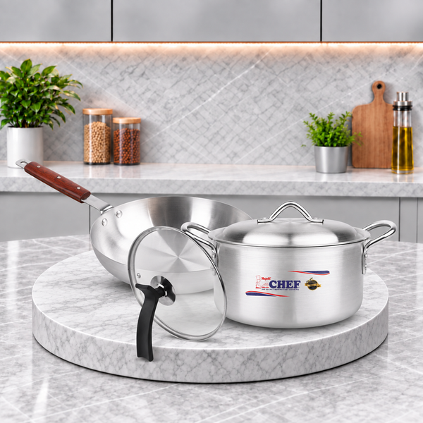 Aluminum Casserole+Aluminum Frying Pan+ Tempered Glass Lid 26cm - Combo Offers
