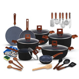 non stick gift set kitchen set best cooking pots with casserole tawa fry pan cooking pot wooden spoons and kitchen gadgets - majestic chef cookware