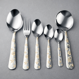 Chef 28 Pcs Stainless Steel Cutlery Set Special Edition Food Grade 304 Series -New Flower Design with Silver Tiffon Stand