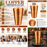 Pure Copper Drinking Glass – Traditional Hammered Finish