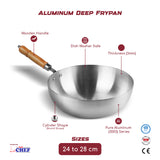 Metal Finish Deep Frying Pan without Lid -28cm