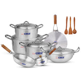 Chef Best Aluminum Cookware Set / Gift Set - Endure Series ( 15 Pcs )-Metal Finish