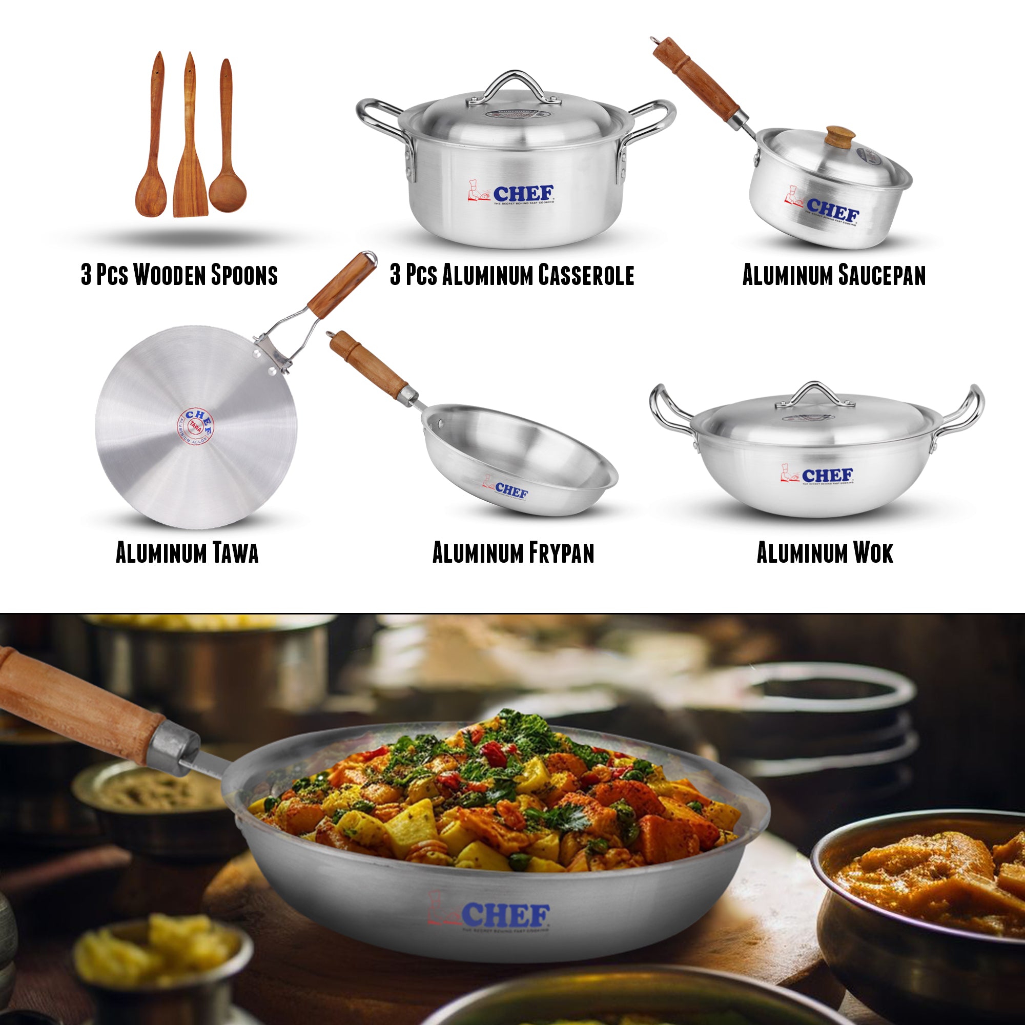 Chef Cookware Set Chef Best Aluminum Cookware Set / Gift Set-Endure Series ( 15 Pcs ...