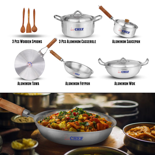 Chef Best Aluminum Cookware Set / Gift Set - Endure Series ( 15 Pcs )-Metal Finish Hover