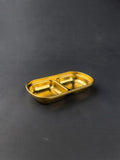 Majestic Chef Korean Soy Sauce PVD Gold Plate — Stainless Steel Dipping Dish Divided Appetizer Sushi 2 Compartments - KOREAN