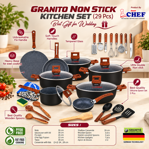 29 Pieces Non Stick Granito Series Cookware Gift Pack Set Hover