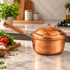 Copper Sauce Pan with Lid  With Qali  For Cooking Hammered Design