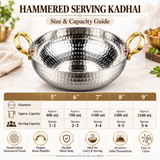 Majestic Chef Hammered Stainless Steel Serving Karahi with Golden Handles