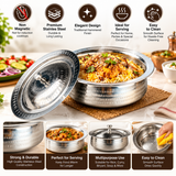 Majestic Chef Hammered Stainless Steel Serving Karahi with Hammered Lid Non-Magnet Food Grade Material