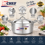 Chef Premium Quality Aluminum Casserole / Cooking Pot - Metal Finish