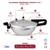 silver steel karahi / wok shape aluminum pressure cooker karahi 2-in-1 at low price in Pakistan