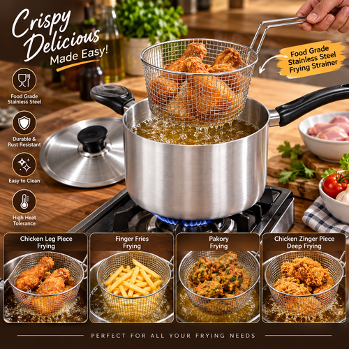 New Chef Chips Fryer Metal Finished [20 Cm]-Metal Finish