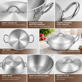 Chef Best Aluminum 5 Pcs Wok / Karahi Set - 24/32 cm-Metal Finish
