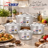 Bright Rose Cookware Set: 24 cm to 36 cm Sizes - Metal Finish