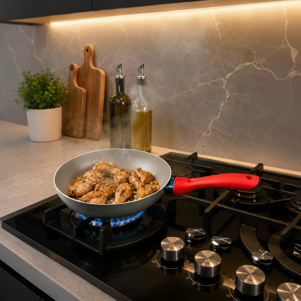 Majestic Chef Hard Anodised frying pan with Red Handle