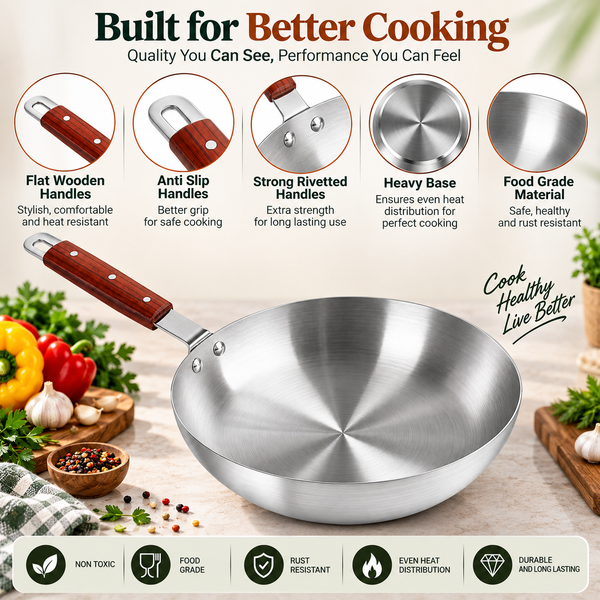 Chef Best Aluminum Round Frying Pan - Metal Finish
