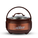 Majestic Chef Stainless Steel Hot Pot With Glass Lid - Brown - Large 4 L