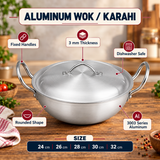 Aluminum Metal Finish Wok/ Karahi