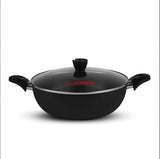 Chef Best Quality Non Stick Mini Kitchen Set / Non Stick Wok / Tawa 28 cm With 3 Pcs Food Grade Spoons