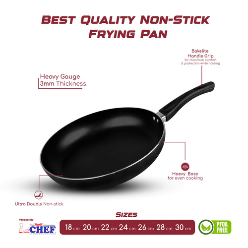 Majestic Premium Non Stick Round Frying Pan (3MM) Black Hover