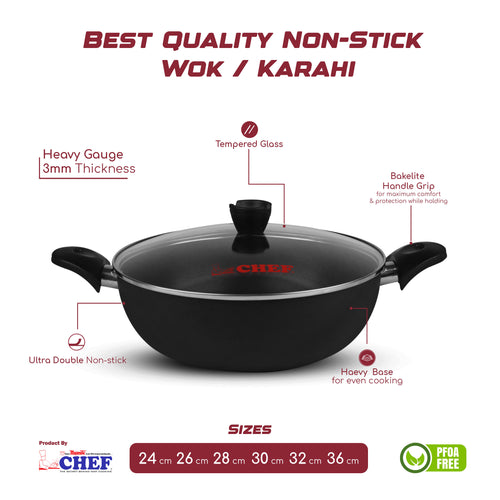 Chef Non-Stick Karahi/ Wok - 26 cm Hover