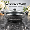 Premium Granite Nonstick Wok with Glass Lid – Induction Bottom