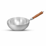 premium quality aluminum alloy metal anodized metal finish cooking pan deep frying pan with wooden handle - chef cookware