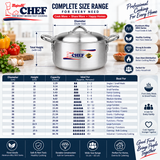 Chef Premium Quality Aluminum Casserole / Cooking Pot - Metal Finish