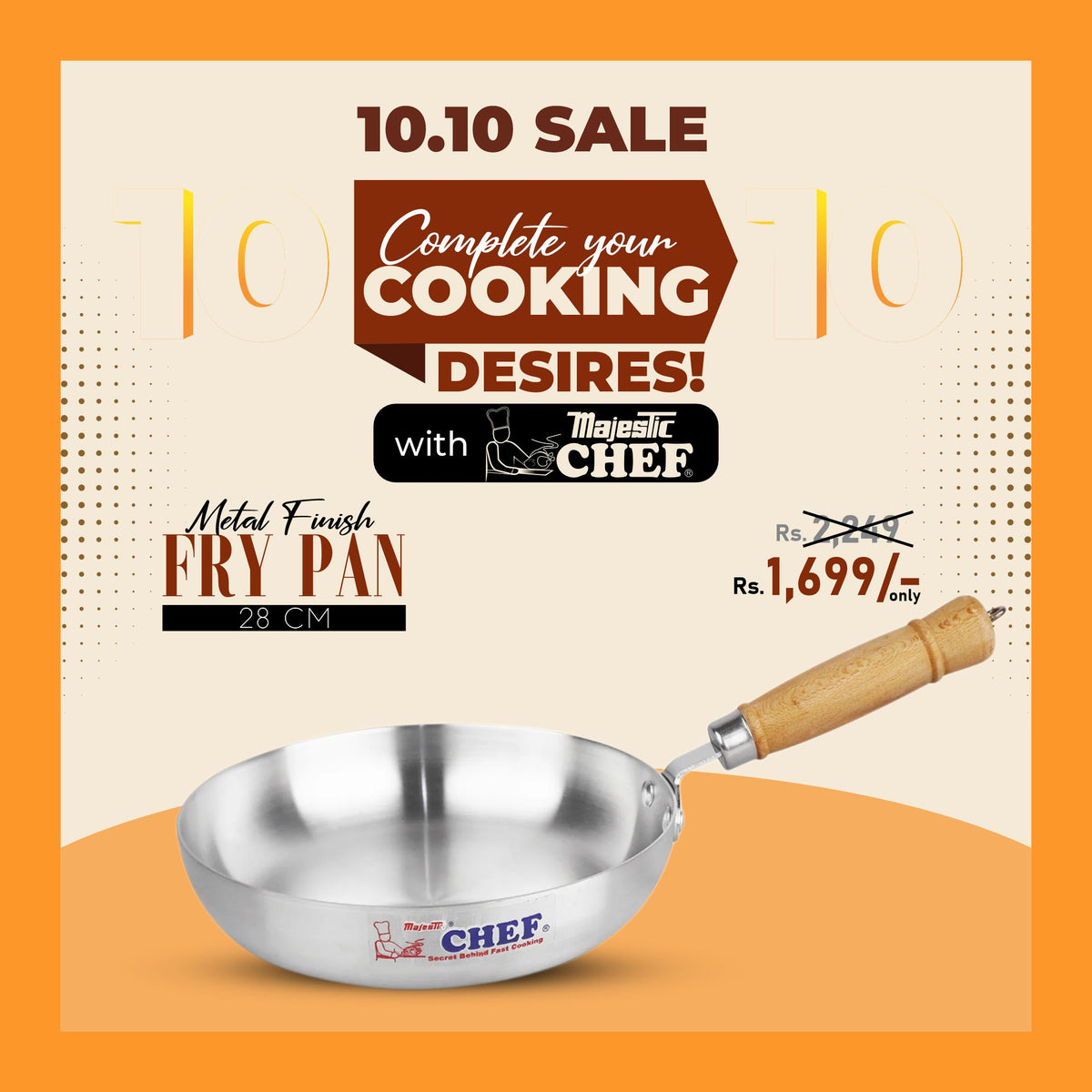 Chef Aluminum Round Frying Pan without Lid - Metal Finish