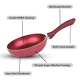 Chef Granito Series 3 Layer Marble Coating Nonstick Fry Pan 20cm - Maroon