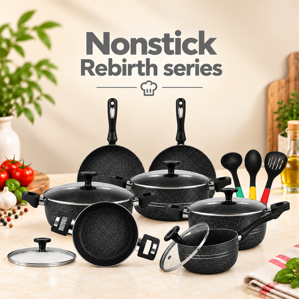 15 Pieces Non Stick Marble Coated Rebirth Gift Pack Set