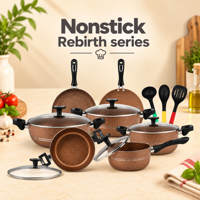 15 Pieces Non Stick Marble Coated Rebirth Gift Pack Set
