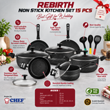15 Pieces Non Stick Marble Coated Rebirth Gift Pack Set