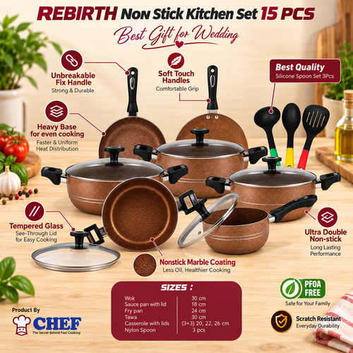 15 Pieces Non Stick Marble Coated Rebirth Gift Pack Set Hover
