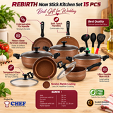 15 Pieces Non Stick Marble Coated Rebirth Gift Pack Set