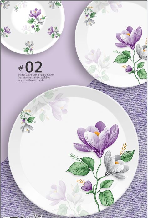 Majestic Luxury Crystal Coated Melamine Dinner Ware 72 Pcs Dinning Set - 8 Persons Serving -102