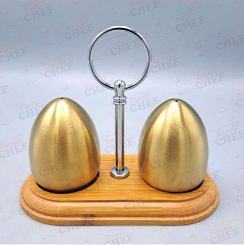 Majestic CHEF Stainless Steel Gold Plated Cruet Bottles Season Salt Shaker Cans