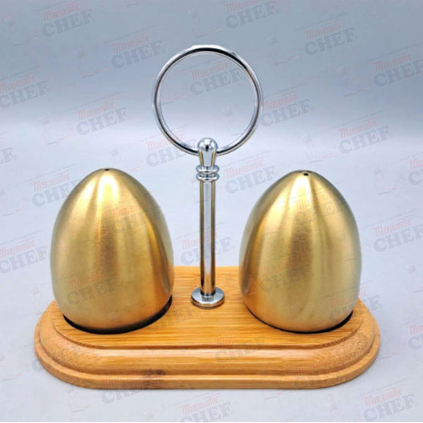 Majestic CHEF Stainless Steel Gold Plated Cruet Bottles Season Salt Shaker Cans
