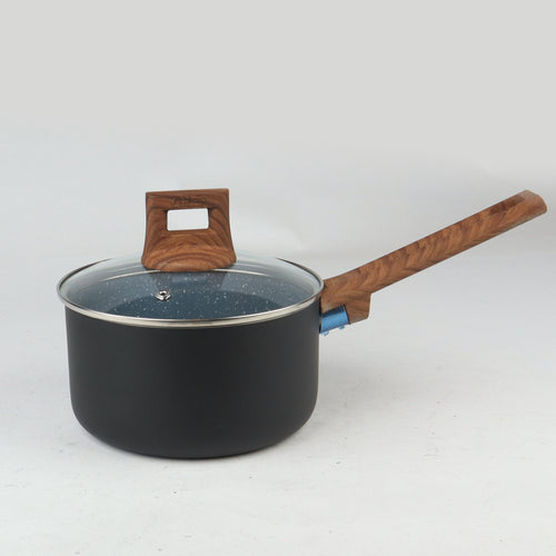 Majestic Chef Granito Series Marble Coating Nonstick Sauce Pan with Glass Lid 18cm