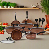 Chef Best Aluminum Non Stick Kitchen Set 15 Pcs New Arrival Cookware Set - Copper 330